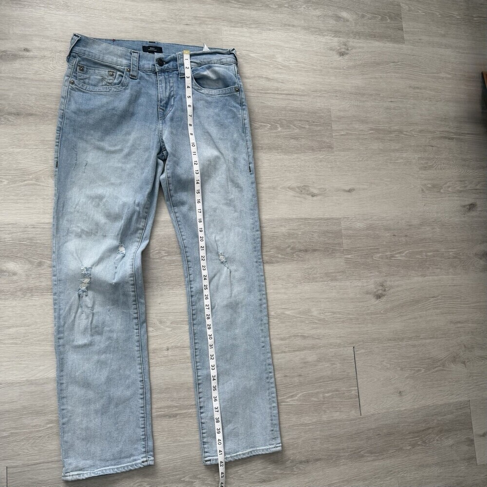 True Religion RICKY Jeans Relaxed Straight Distressed Men's Size 32 Light Wash - Picture 11 of 16